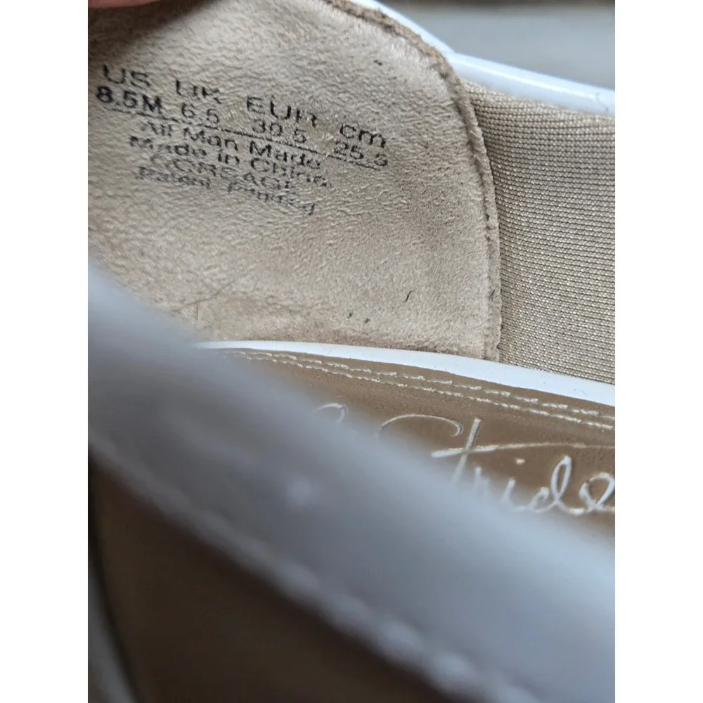 LifeStride GCREACH Womens 8.5M Beige White Patent Pointed‎ Toe Ballet Flats VTG